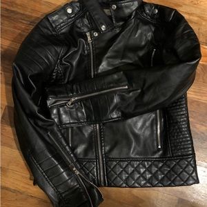 Faux leather moto- style jacket